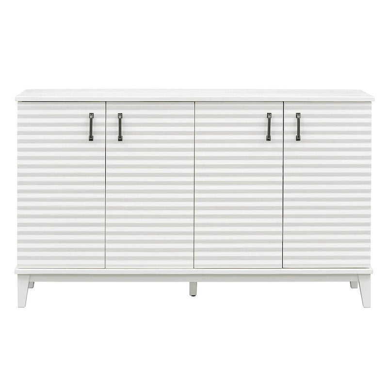 Buffet à 4 portes avec étagères réglables – Espresso / Bleu marine / Blanc antique