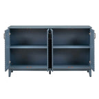 Buffet à 4 portes avec étagères réglables – Espresso / Bleu marine / Blanc antique
