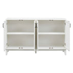 Buffet à 4 portes avec étagères réglables – Espresso / Bleu marine / Blanc antique