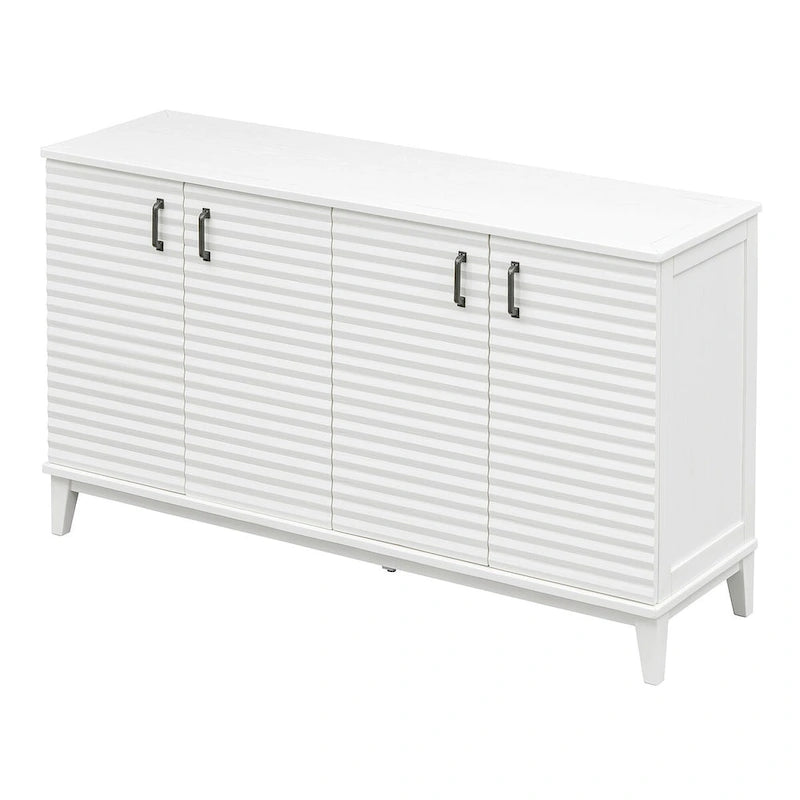 Buffet à 4 portes avec étagères réglables – Espresso / Bleu marine / Blanc antique