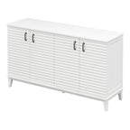 Buffet à 4 portes avec étagères réglables – Espresso / Bleu marine / Blanc antique