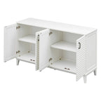 Buffet à 4 portes avec étagères réglables – Espresso / Bleu marine / Blanc antique