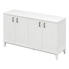 Buffet à 4 portes avec étagères réglables – Espresso / Bleu marine / Blanc antique