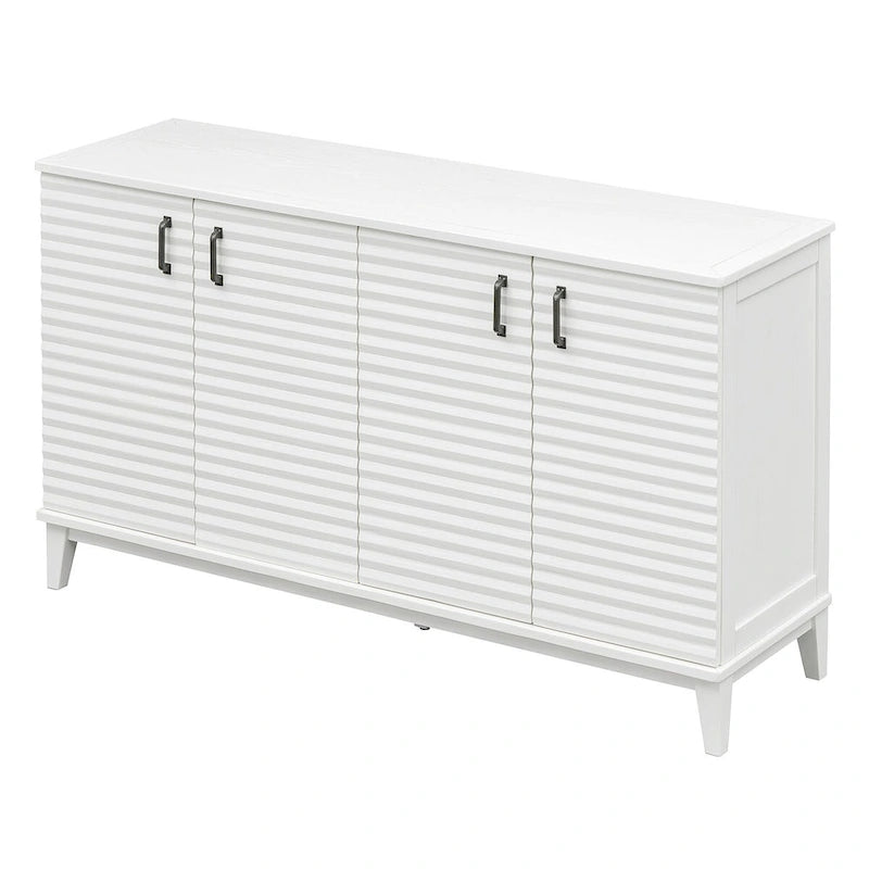 Buffet à 4 portes avec étagères réglables – Espresso / Bleu marine / Blanc antique