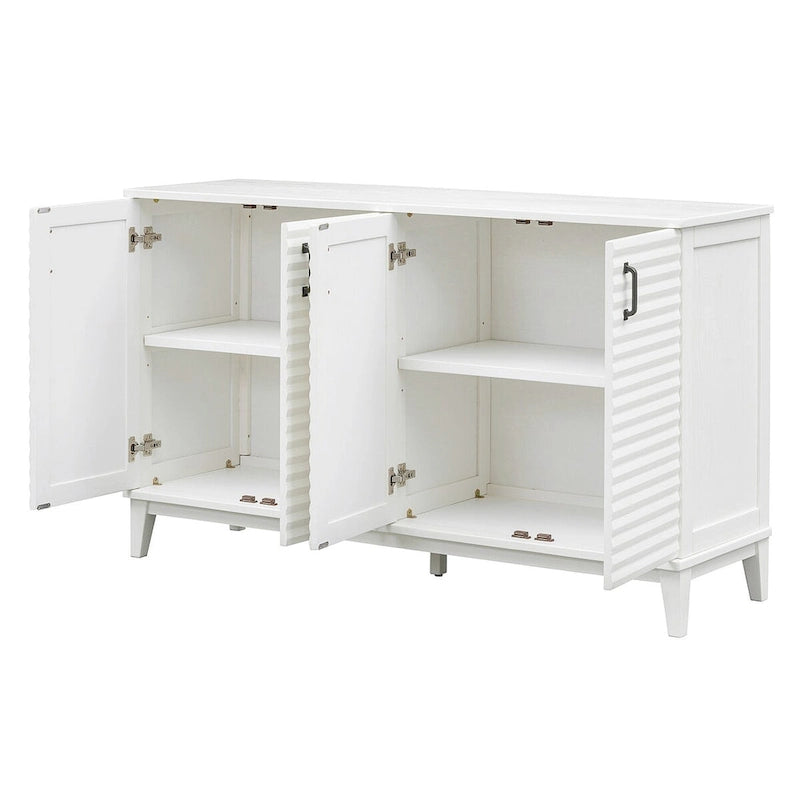 Buffet à 4 portes avec étagères réglables – Espresso / Bleu marine / Blanc antique