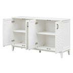 Buffet à 4 portes avec étagères réglables – Espresso / Bleu marine / Blanc antique