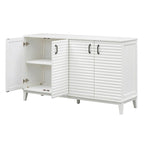 Buffet à 4 portes avec étagères réglables – Espresso / Bleu marine / Blanc antique