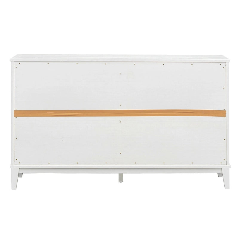 Buffet à 4 portes avec étagères réglables – Espresso / Bleu marine / Blanc antique