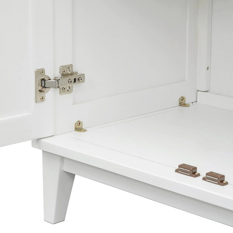 Buffet à 4 portes avec étagères réglables – Espresso / Bleu marine / Blanc antique