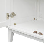 Buffet à 4 portes avec étagères réglables – Espresso / Bleu marine / Blanc antique