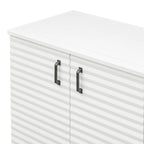 Buffet à 4 portes avec étagères réglables – Espresso / Bleu marine / Blanc antique