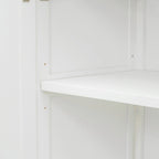 Buffet à 4 portes avec étagères réglables – Espresso / Bleu marine / Blanc antique