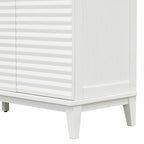 Buffet à 4 portes avec étagères réglables – Espresso / Bleu marine / Blanc antique