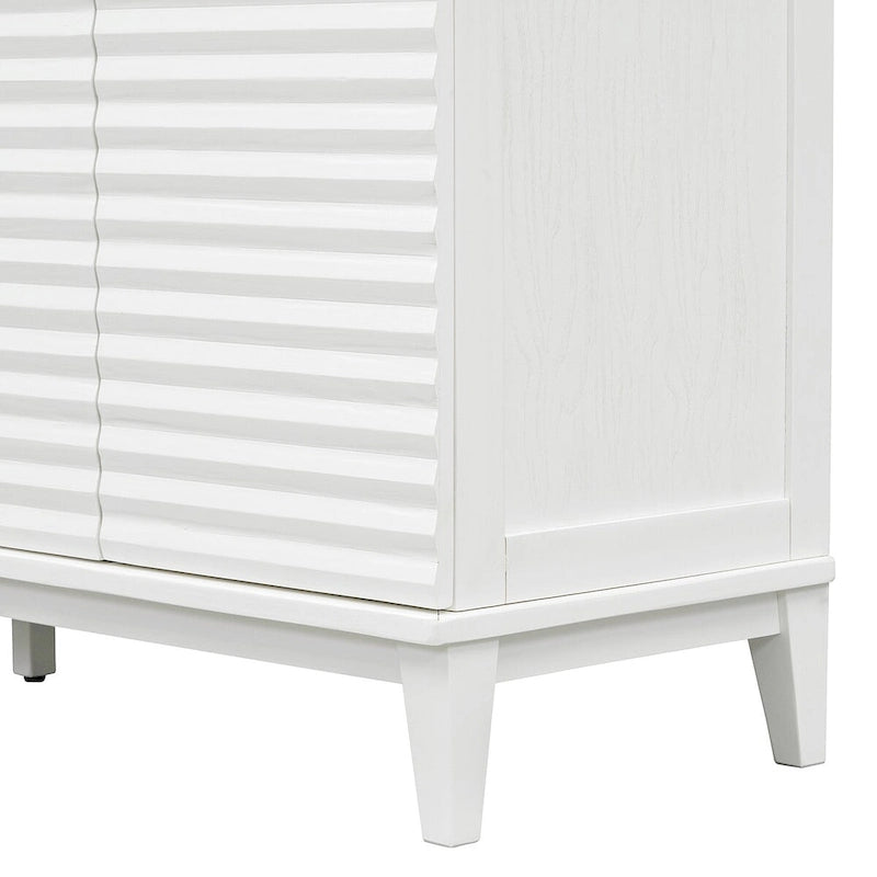 Buffet à 4 portes avec étagères réglables – Espresso / Bleu marine / Blanc antique