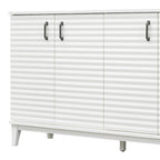Buffet à 4 portes avec étagères réglables – Espresso / Bleu marine / Blanc antique