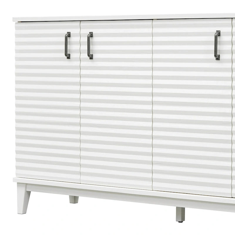 Buffet à 4 portes avec étagères réglables – Espresso / Bleu marine / Blanc antique