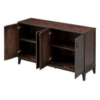 Buffet à 4 portes avec étagères réglables – Espresso / Bleu marine / Blanc antique
