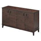 Buffet à 4 portes avec étagères réglables – Espresso / Bleu marine / Blanc antique