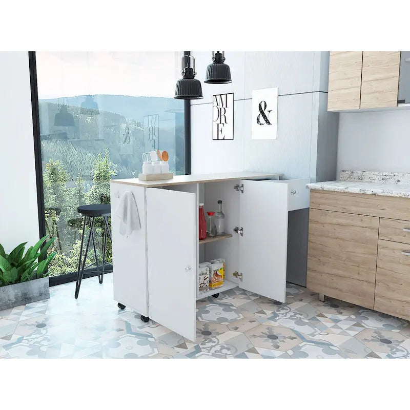 Desserte de cuisine îlot multicolore avec étagères et porte-serviettes, 1 personne