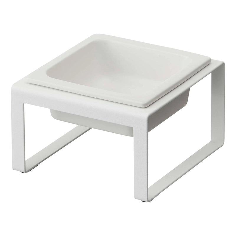 Gamelle pour animaux de compagnie en acier et céramique blanc/noir — Haute, simple
