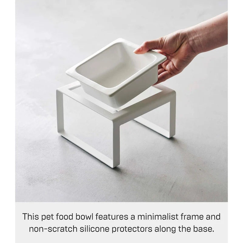 Gamelle pour animaux de compagnie en acier et céramique blanc/noir — Haute, simple