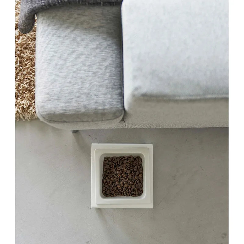 Gamelle pour animaux de compagnie en acier et céramique blanc/noir — Haute, simple