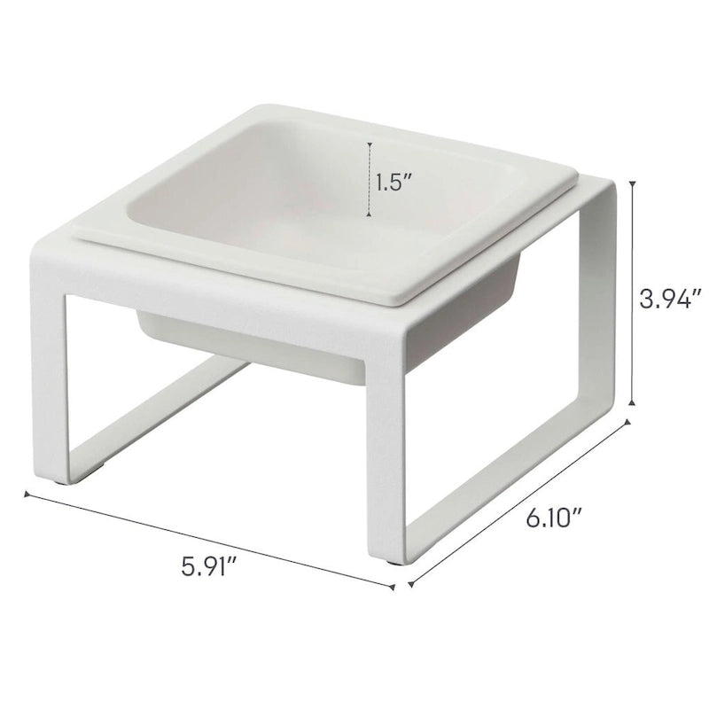 Gamelle pour animaux de compagnie en acier et céramique blanc/noir — Haute, simple