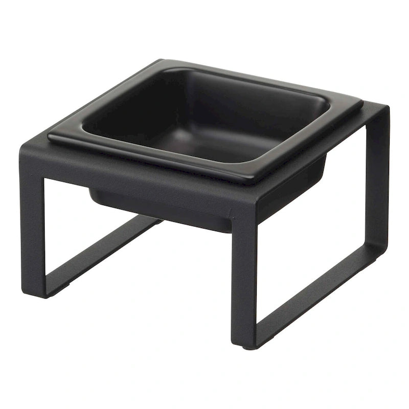 Gamelle pour animaux de compagnie en acier et céramique blanc/noir — Haute, simple