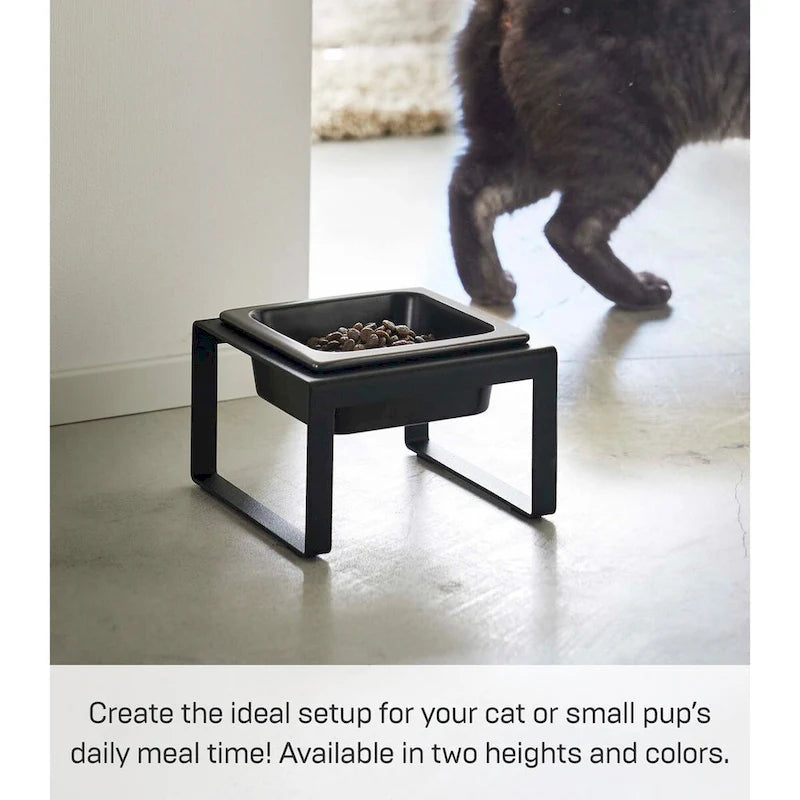 Gamelle pour animaux de compagnie en acier et céramique blanc/noir — Haute, simple