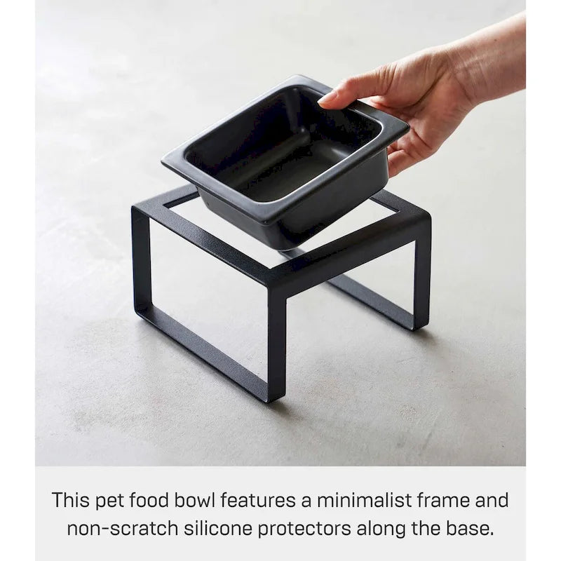 Gamelle pour animaux de compagnie en acier et céramique blanc/noir — Haute, simple