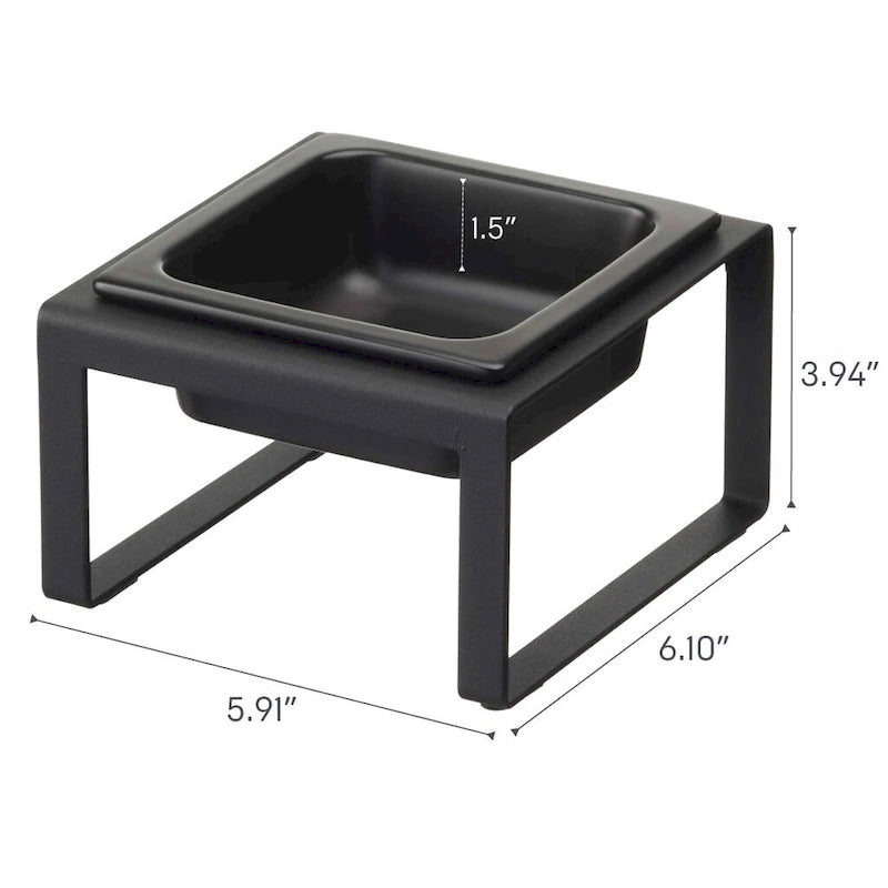 Gamelle pour animaux de compagnie en acier et céramique blanc/noir — Haute, simple