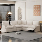 Canapé d'angle inclinable 2 places en forme de L beige / gris foncé / gris