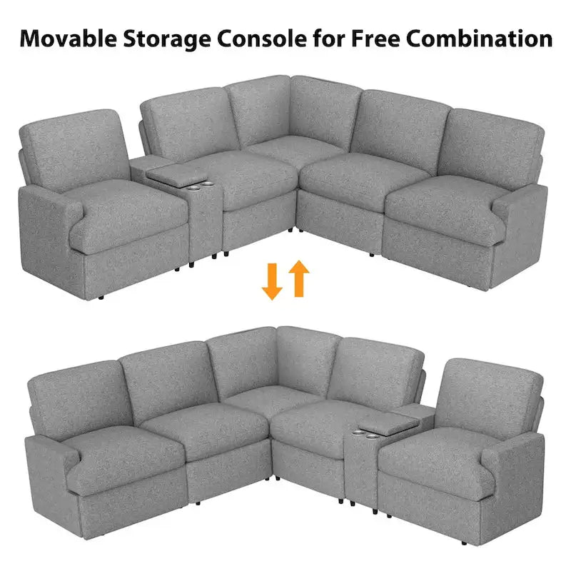 Canapé d'angle inclinable 2 places en forme de L beige / gris foncé / gris