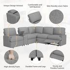 Canapé d'angle inclinable 2 places en forme de L beige / gris foncé / gris