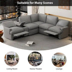 Canapé d'angle inclinable 2 places en forme de L beige / gris foncé / gris