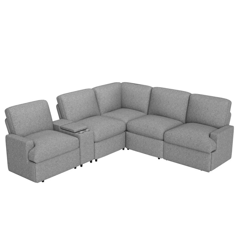 Canapé d'angle inclinable 2 places en forme de L beige / gris foncé / gris