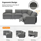 Canapé d'angle inclinable 2 places en forme de L beige / gris foncé / gris