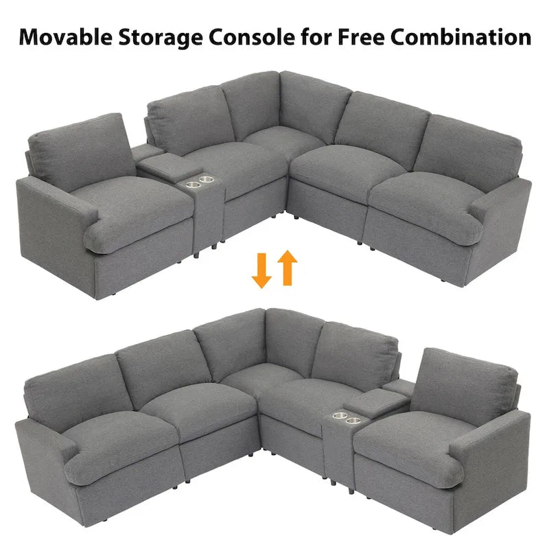 Canapé d'angle inclinable 2 places en forme de L beige / gris foncé / gris