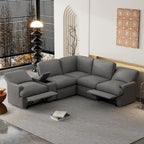 Canapé d'angle inclinable 2 places en forme de L beige / gris foncé / gris