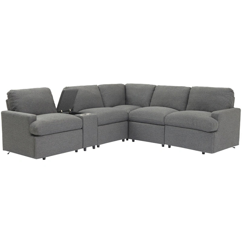 Canapé d'angle inclinable 2 places en forme de L beige / gris foncé / gris
