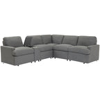 Canapé d'angle inclinable 2 places en forme de L beige / gris foncé / gris