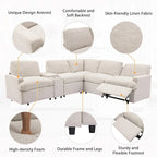 Canapé d'angle inclinable 2 places en forme de L beige / gris foncé / gris