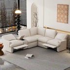 Canapé d'angle inclinable 2 places en forme de L beige / gris foncé / gris