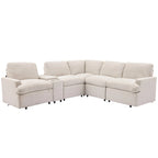 Canapé d'angle inclinable 2 places en forme de L beige / gris foncé / gris