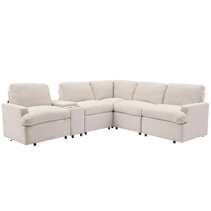 Canapé d'angle inclinable 2 places en forme de L beige / gris foncé / gris