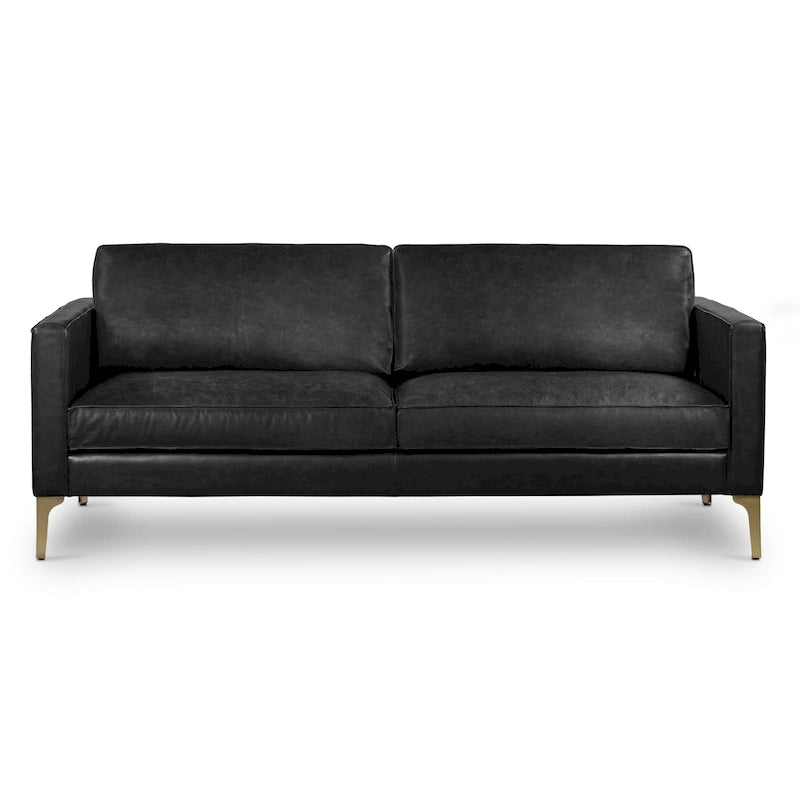 Canapé en cuir italien, 3 places — Noir Onyx / Marron Pierre / Cognac / Marron Chocolat