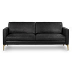 Canapé en cuir italien, 3 places — Noir Onyx / Marron Pierre / Cognac / Marron Chocolat