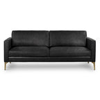 Canapé en cuir italien, 3 places — Noir Onyx / Marron Pierre / Cognac / Marron Chocolat