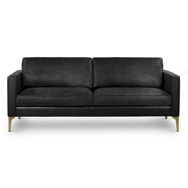 Canapé en cuir italien, 3 places — Noir Onyx / Marron Pierre / Cognac / Marron Chocolat