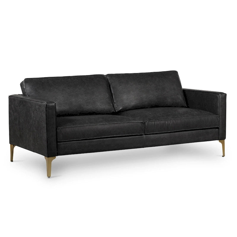Canapé en cuir italien, 3 places — Noir Onyx / Marron Pierre / Cognac / Marron Chocolat